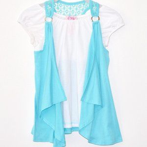 Candie's Crochet Short Sleeve Top in Turquoise - Medium